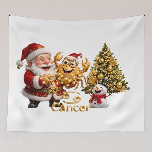 Item preview, Cancer Zodiac Santa Golden Crab Christmas designed and sold by Zodiac Celestial Art.