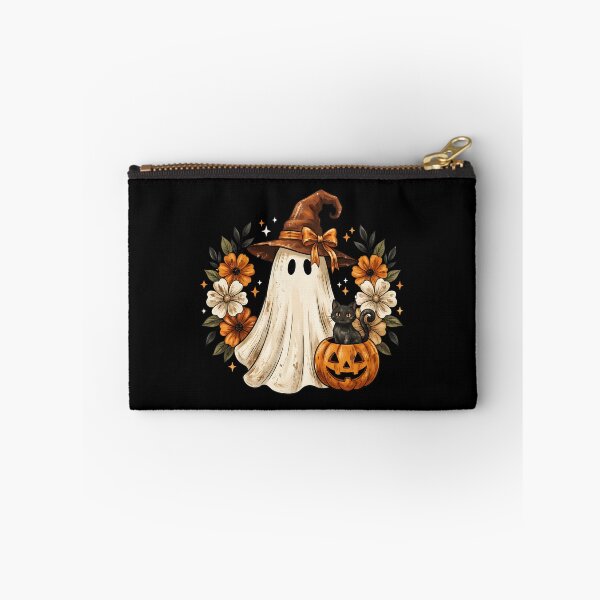 Item preview, Cute Ghost Witch Pumpkin Black Cat Floral Halloween Art designed and sold by OlyvieArt.