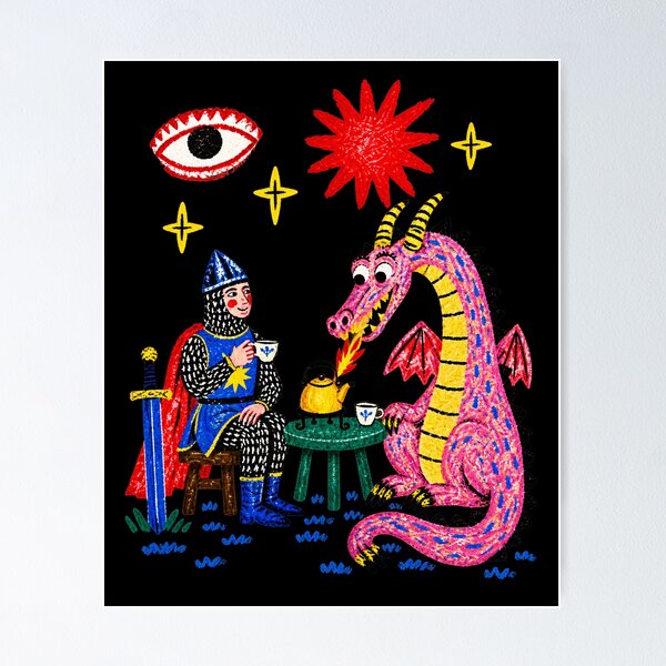Item preview, Knight and Dragon Tea Party Whimsical Fantasy designed and sold by egabilo.