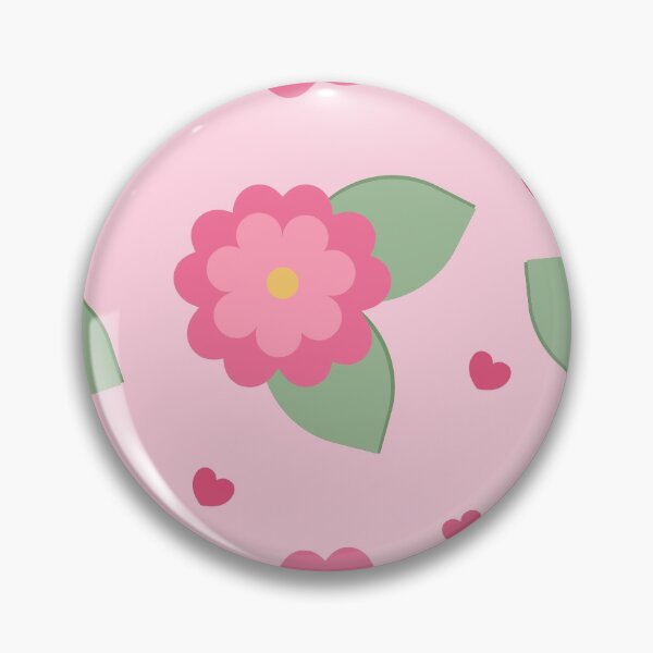 Item preview, Pink Retro Floral Pattern with Green Leaves and Hearts designed and sold by katerin17.