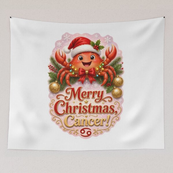 Item preview, Merry Christmas Cancer Zodiac Cute Crab designed and sold by Zodiac Celestial Art.