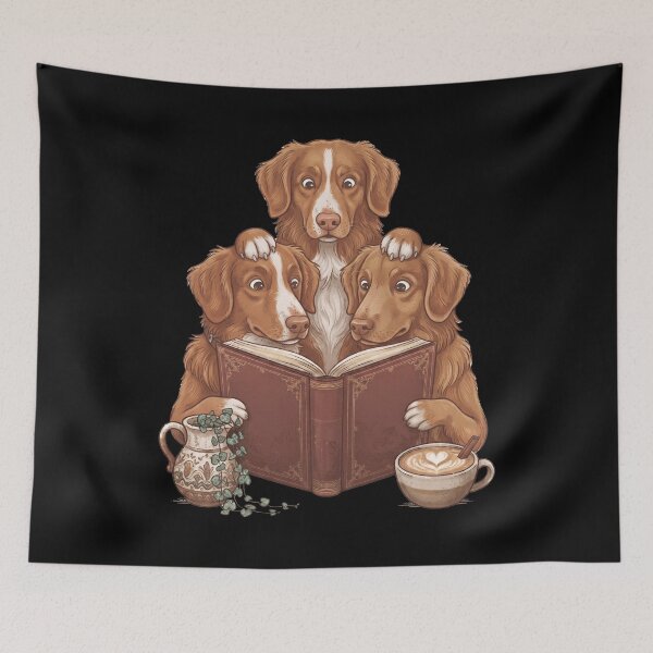 Item preview, Vintage Nova Scotia Duck Tolling Retriever Reading Book Funny Dog Lover designed and sold by dian-rody-crest.