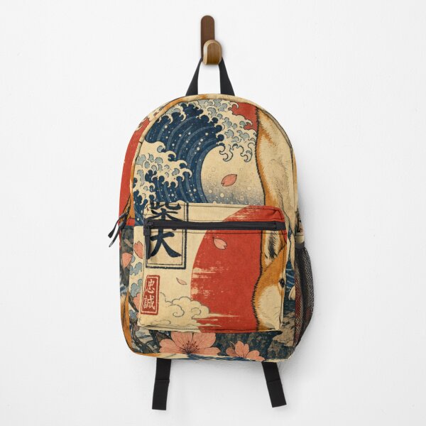 Item preview, Japanese Ukiyo-e Shiba Inu - Great Wave & Cherry Blossoms Art designed and sold by vekotpu.