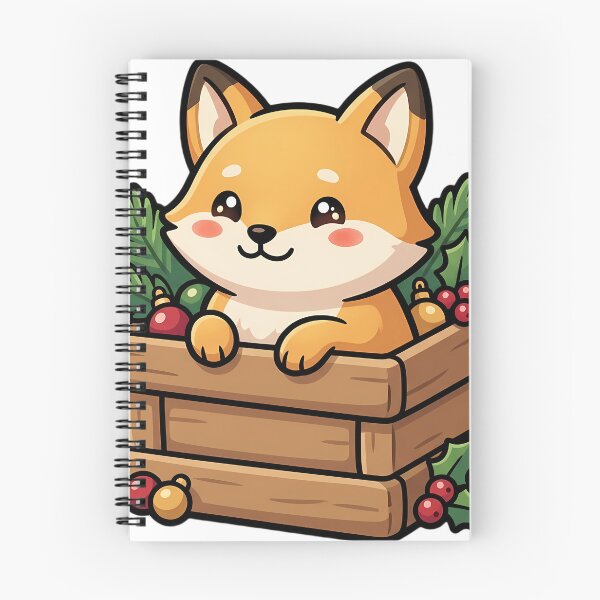 Item preview, Cute Christmas Fox Cub Peeking Out of a Wooden Crate designed and sold by pumsquare.