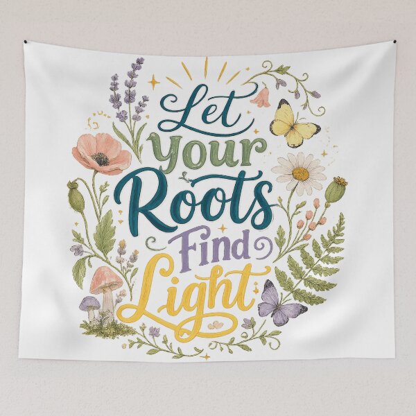 Item preview, Let Your Roots Find Light Inspirational Floral Quote Cottagecore Art designed and sold by inkoutninja.