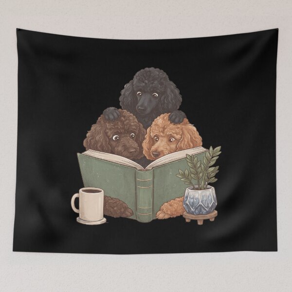 Item preview, Vintage Poodle Reading Book Funny Dog Lover designed and sold by dian-rody-crest.