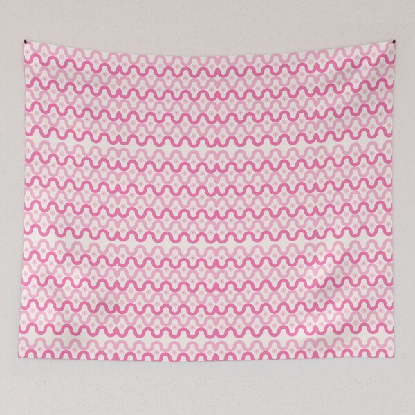 Item preview, Pink and White Wavy Lines with Tiny Floral Details designed and sold by katerin17.