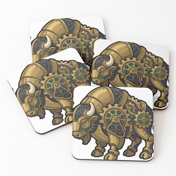 Item preview, Gothic Clockwork Bison - Steampunk Bison Art designed and sold by IllumeInk.