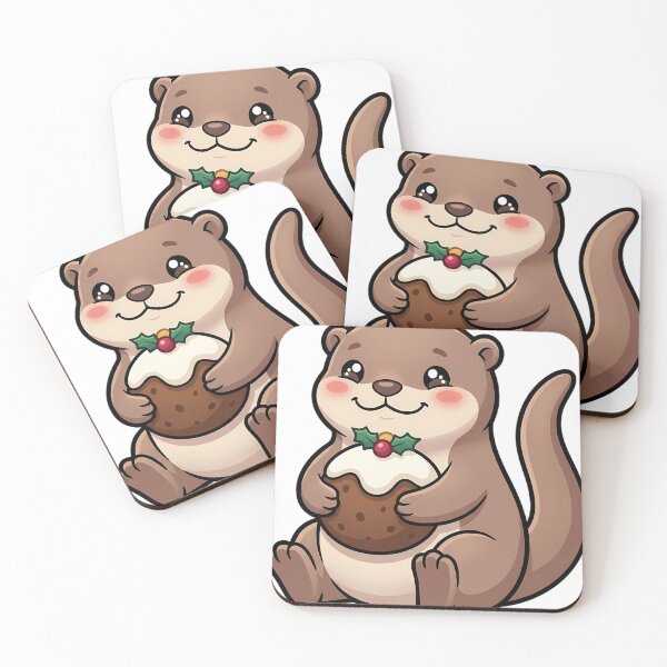 Item preview, Cute Christmas Otter Hugging a Christmas Pudding designed and sold by pumsquare.