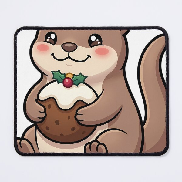 Item preview, Cute Christmas Otter Hugging a Christmas Pudding designed and sold by pumsquare.