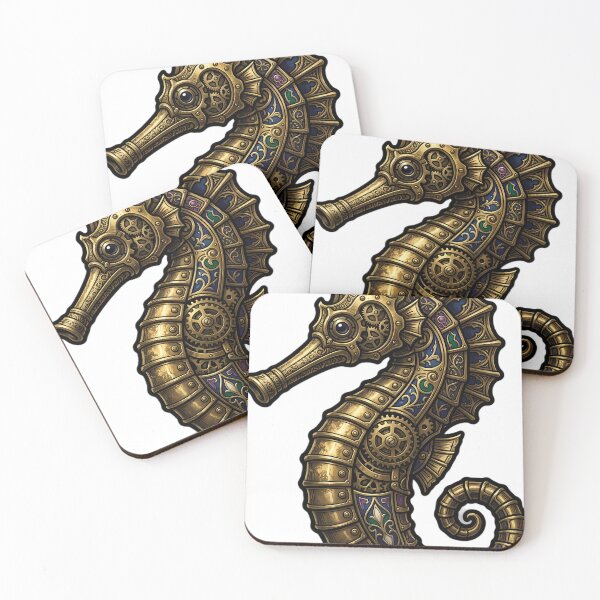 Item preview, Gothic Clockwork Seahorse - Steampunk Seahorse Art designed and sold by IllumeInk.