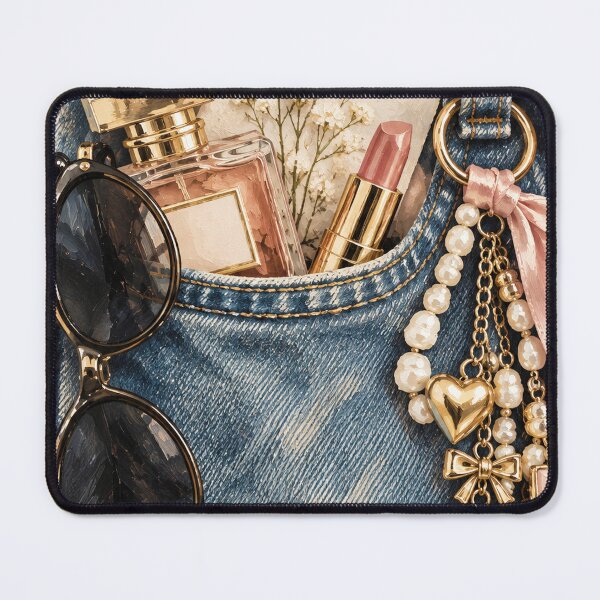 Item preview, Denim Pocket Fashion Collage with Beauty Accessories designed and sold by artCreativeColony.