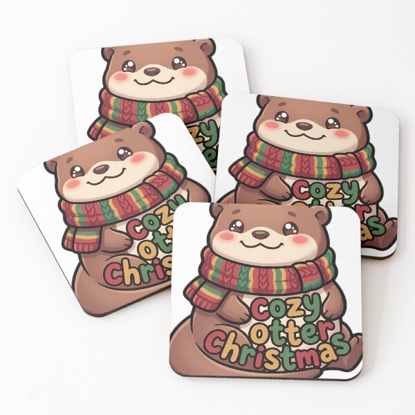 Item preview, Cute Christmas Otter in a Long Knitted Scarf - Cozy Otter Christmas designed and sold by pumsquare.