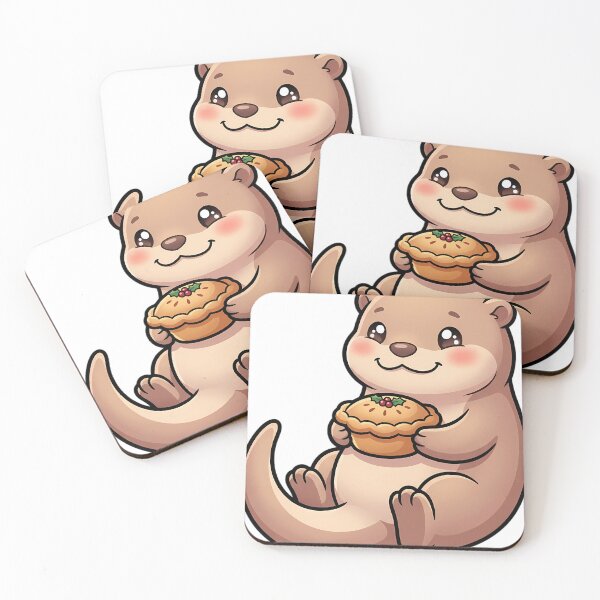 Item preview, Cute Christmas Otter Holding a Mince Pie designed and sold by pumsquare.