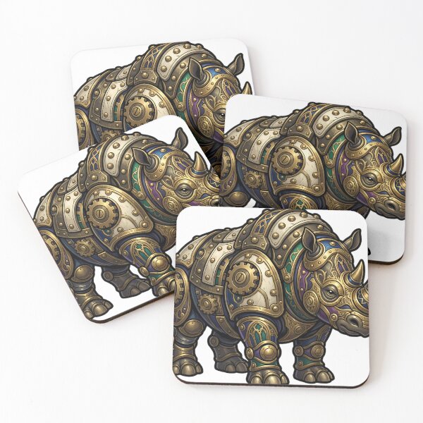 Item preview, Gothic Clockwork Rhino - Steampunk Rhino Art designed and sold by IllumeInk.
