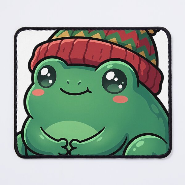 Item preview, Cute Christmas Frog in a Knitted Bobble Hat designed and sold by pumsquare.