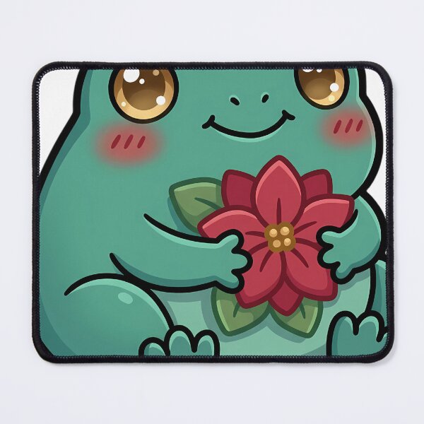 Item preview, Cute Christmas Frog Holding a Poinsettia Bloom designed and sold by pumsquare.