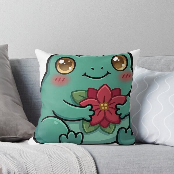 Item preview, Cute Christmas Frog Holding a Poinsettia Bloom designed and sold by pumsquare.