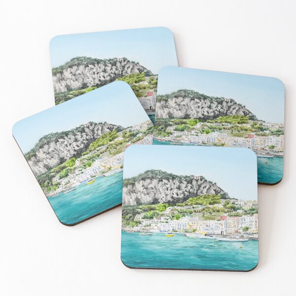 Item preview, Capri Italy Watercolor Print – Mediterranean Coastal Landscape designed and sold by POSTERIOCREW.