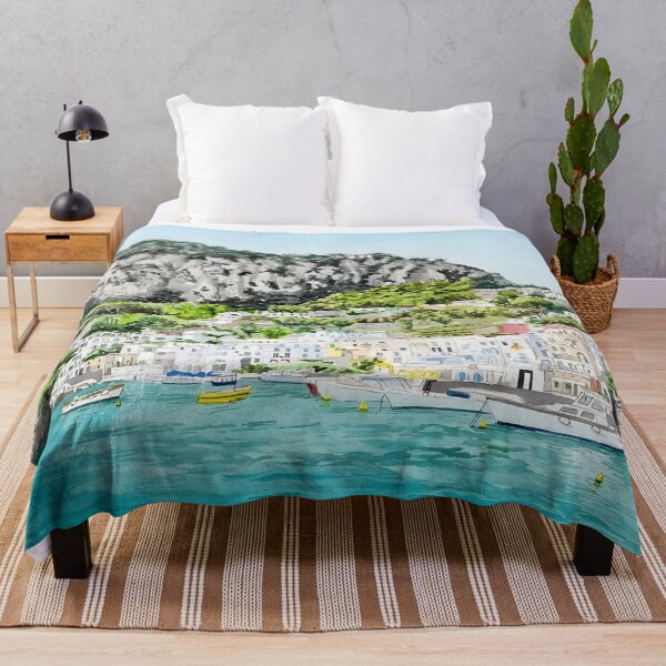 Item preview, Capri Italy Watercolor Print – Mediterranean Coastal Landscape designed and sold by POSTERIOCREW.