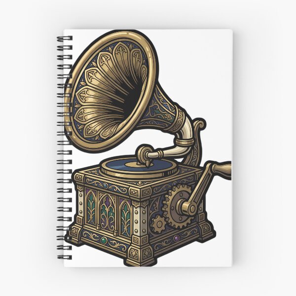 Item preview, Gothic Brass Gramophone - Steampunk Vintage Art designed and sold by IllumeInk.