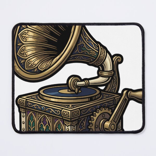 Item preview, Gothic Brass Gramophone - Steampunk Vintage Art designed and sold by IllumeInk.