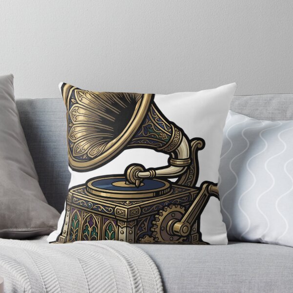 Item preview, Gothic Brass Gramophone - Steampunk Vintage Art designed and sold by IllumeInk.