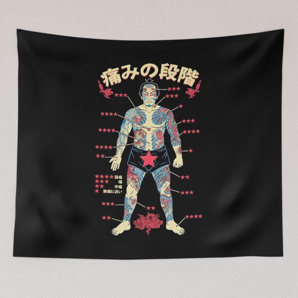 Item preview, Tattoo Lover Ink Pain Levels Japanese Samurai Tattoos Chart designed and sold by GrandeDuc.