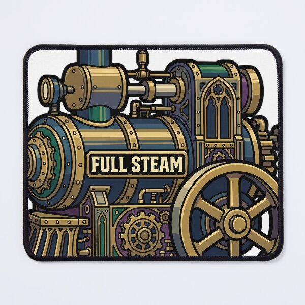 Item preview, Gothic Brass Steam Engine - Full Steam Steampunk Art designed and sold by IllumeInk.