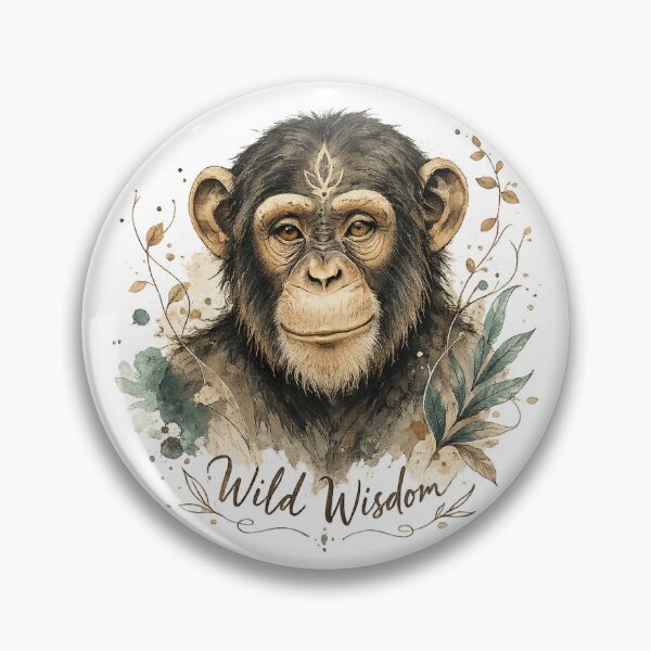 Item preview, Wild Wisdom Chimpanzee Portrait Boho Primate Wildlife Nature Art designed and sold by inkoutninja.