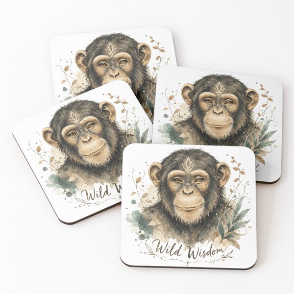 Item preview, Wild Wisdom Chimpanzee Portrait Boho Primate Wildlife Nature Art designed and sold by inkoutninja.