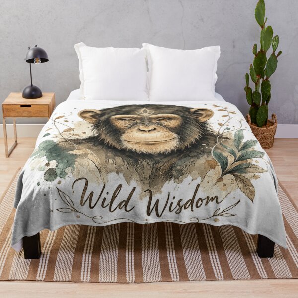Item preview, Wild Wisdom Chimpanzee Portrait Boho Primate Wildlife Nature Art designed and sold by inkoutninja.