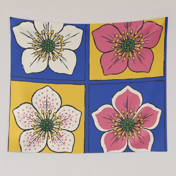 Item preview, Hellebore Varieties Four Tile Block Print Sampler designed and sold by sdcreations210.