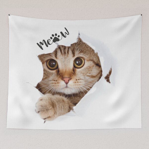 Item preview, Cute Peeking Cat Ripped Paper Meow Art designed and sold by T-ShirtTerrace.