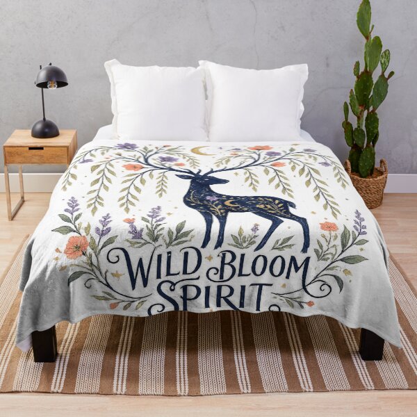 Item preview, Wild Bloom Spirit Mystical Floral Deer Boho Celestial Woodland Art designed and sold by inkoutninja.