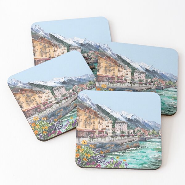 Item preview, Chamonix Watercolor Print – French Alps Vintage Landscape Art designed and sold by POSTERIOCREW.