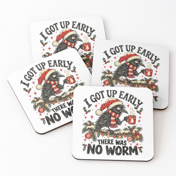 Item preview, I Got Up Early There Was No Worm Funny Christmas Crow Coffee designed and sold by BlightedArt.