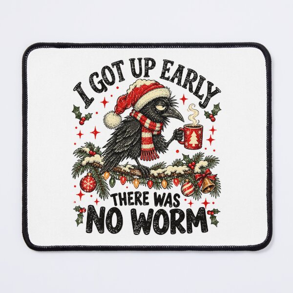 Item preview, I Got Up Early There Was No Worm Funny Christmas Crow Coffee designed and sold by BlightedArt.