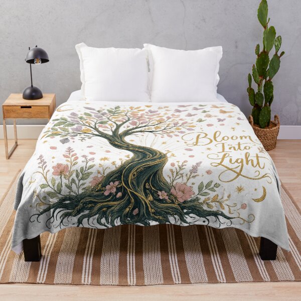 Item preview, Bloom Into Light Magical Tree of Life Butterflies Boho Nature Art designed and sold by inkoutninja.