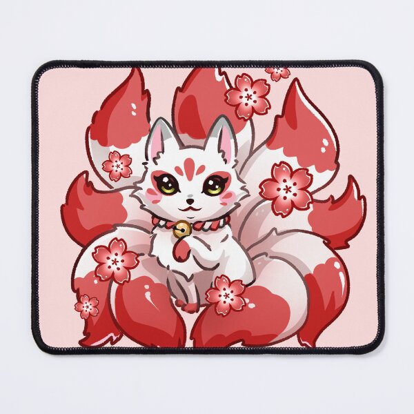 Item preview, Kitsune, nine-tailed fox, red kawaii Japanese Sakura designed and sold by mtdessin.