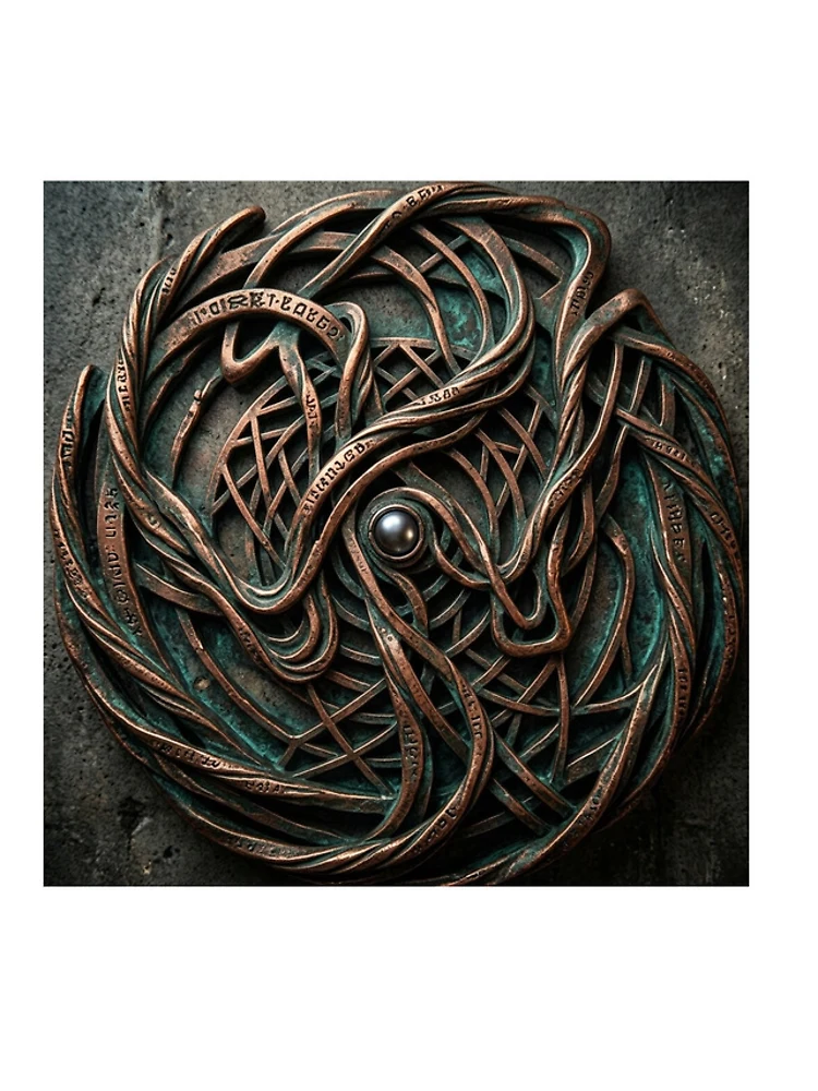 Thumbnail 4 of 4, iPhone Case, Abstract Metallic Rune Circular Shield Design designed and sold by Sharif Islam.