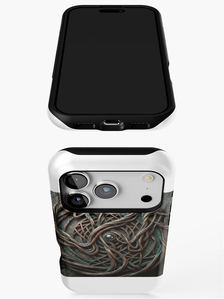 Thumbnail 3 of 4, iPhone Case, Abstract Metallic Rune Circular Shield Design designed and sold by Sharif Islam.