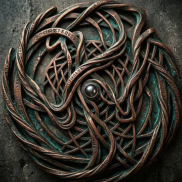 Artwork thumbnail, Abstract Metallic Rune Circular Shield Design by Sharif Islam