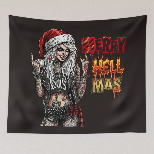 Item preview, Merry Hellmas Spiked Santa Hat Rocker designed and sold by Voodoo Store Paranormal Collections.