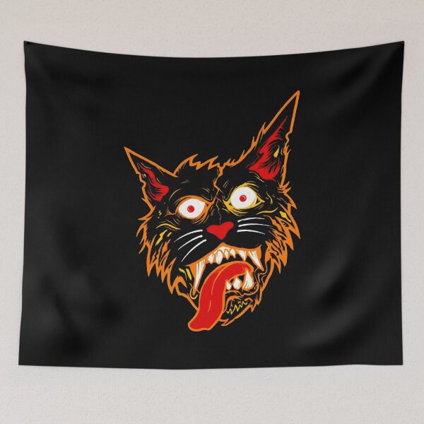Item preview, Wild Cat Head with Fiery Outline designed and sold by OlyvieArt.