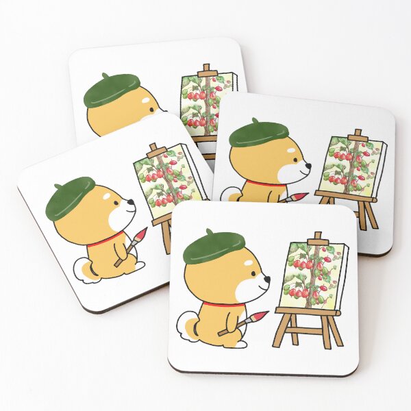 Item preview, Shiba Inu drawing a picture of a tree with a beautiful red fruit designed and sold by neriko.