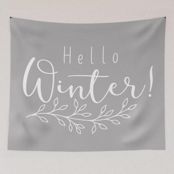 Item preview, Hello Winter – Elegant White Script & Botanical Branch designed and sold by Fun In The Sun .
