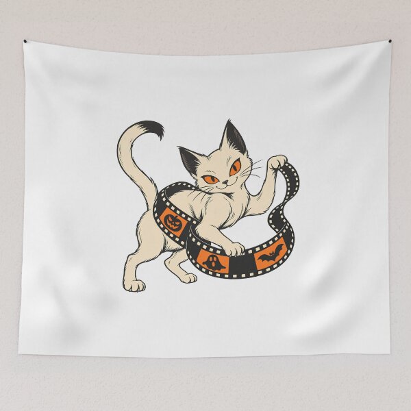 Item preview, Cute Horror Movie Film Reel Cat designed and sold by UvooArt.