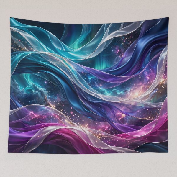 Item preview, Celestial Silk - Luminous Ribbons of the Cosmos designed and sold by DreamyWallVibes.