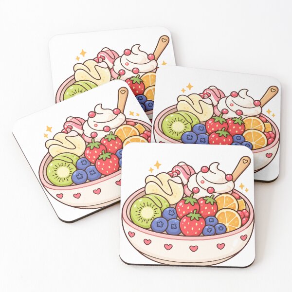 Item preview, Cute Strawberry Fruit Bowl with Whipped Cream Kawaii Dessert designed and sold by mumeaw.
